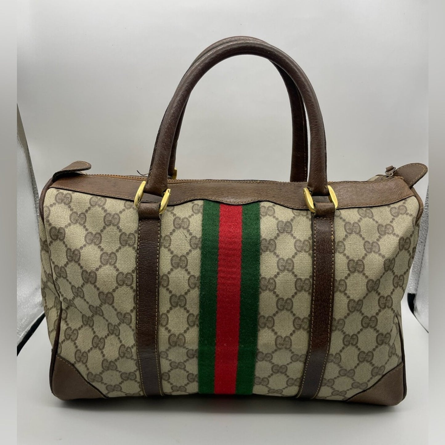 Gucci PVC Sherry Line Boston Handbag