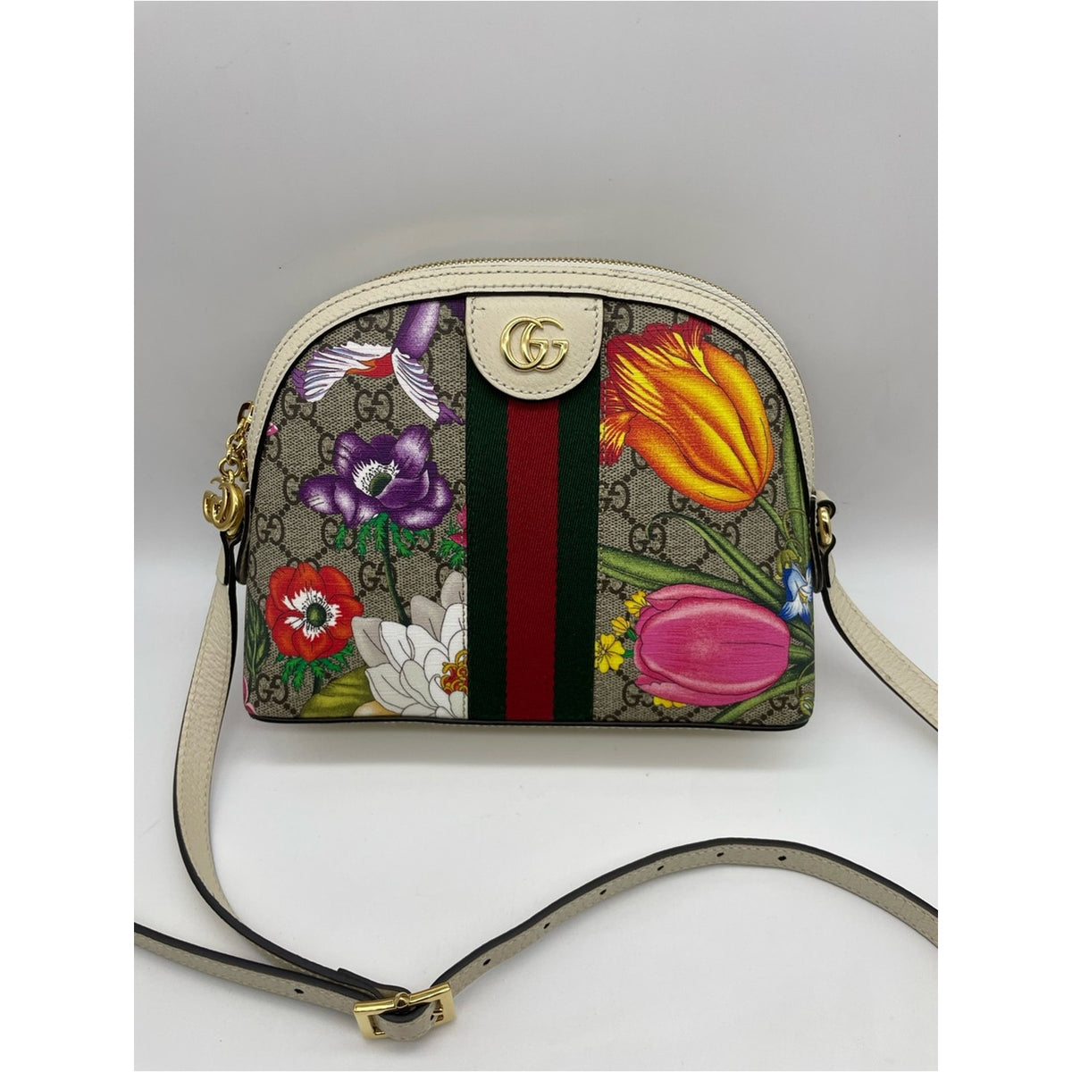 Gucci PVC Leather Flora Crossbody Bag