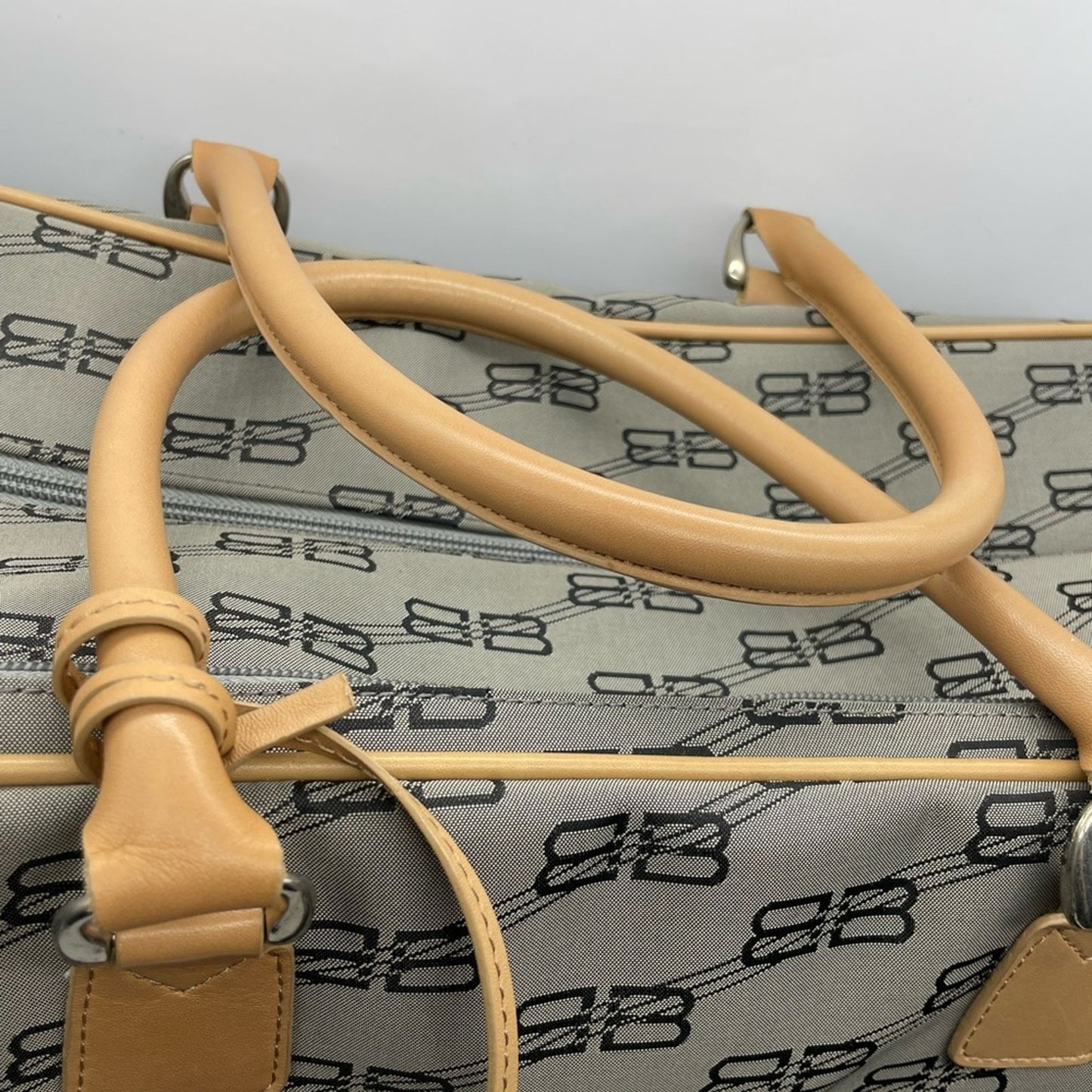 Balenciaga Green and Tan Travel Bag