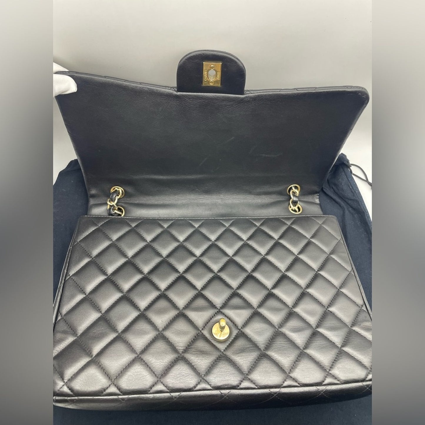 Chanel Flap Jumbo Lambskin Double Chain Bag