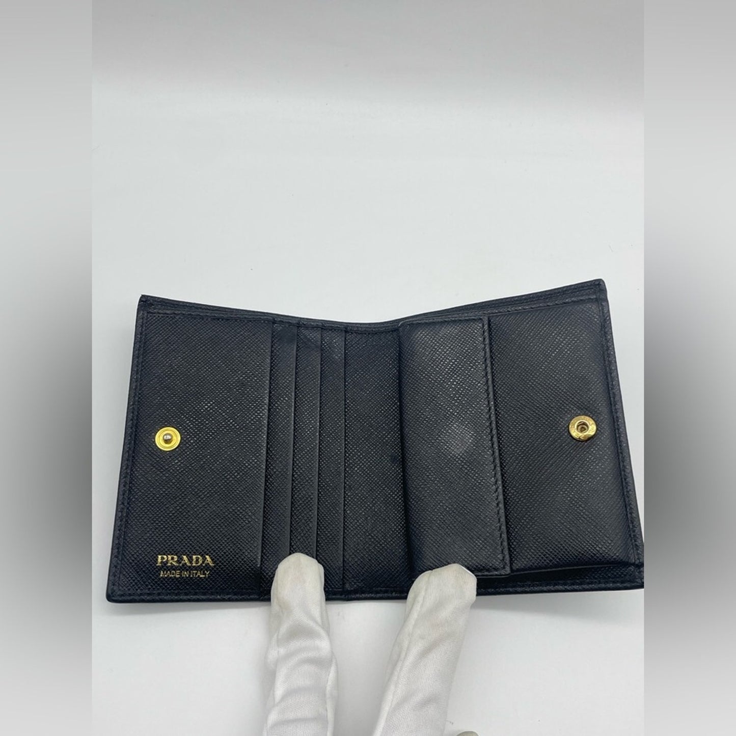 Prada Saffiano Leather Short Bifold Wallet