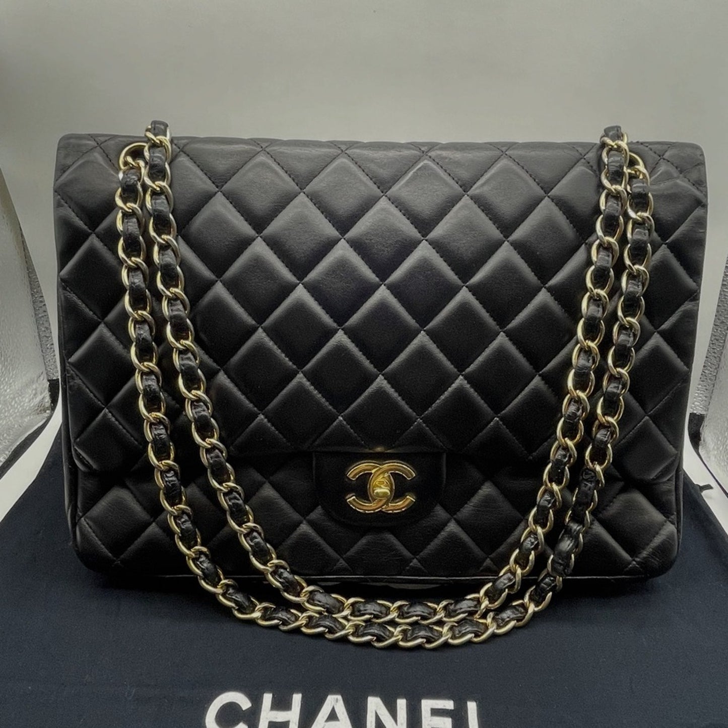 Chanel Flap Jumbo Lambskin Double Chain Bag
