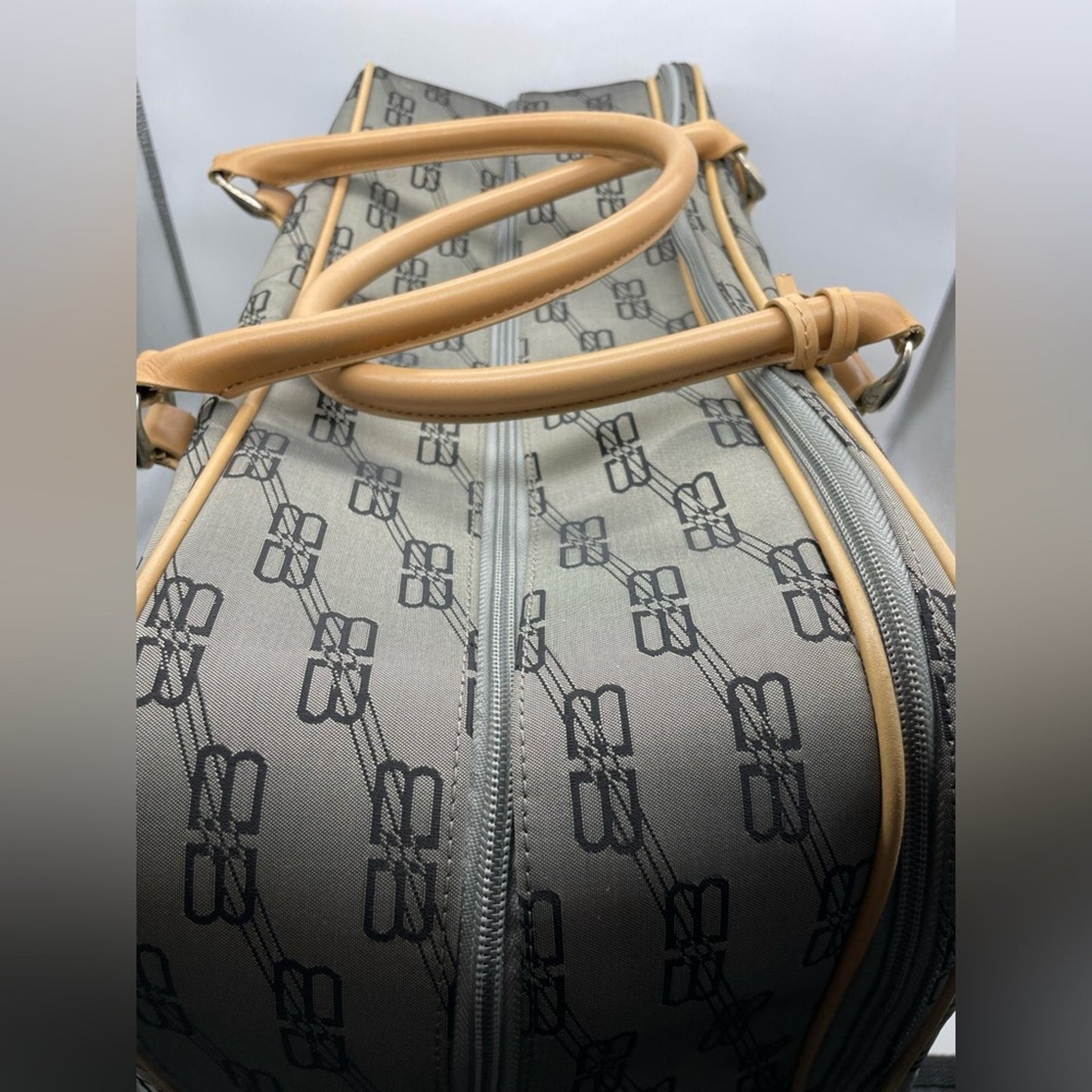 Balenciaga Green and Tan Travel Bag