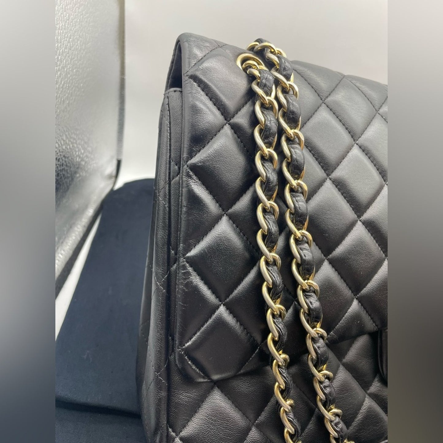 Chanel Flap Jumbo Lambskin Double Chain Bag