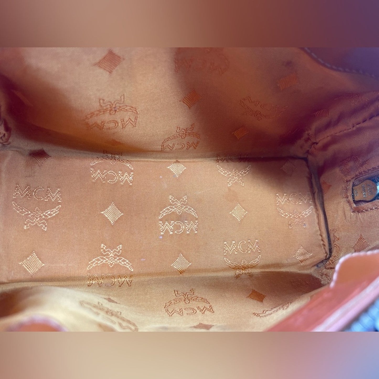 MCM Cognac Mini Bag with Gold Accents