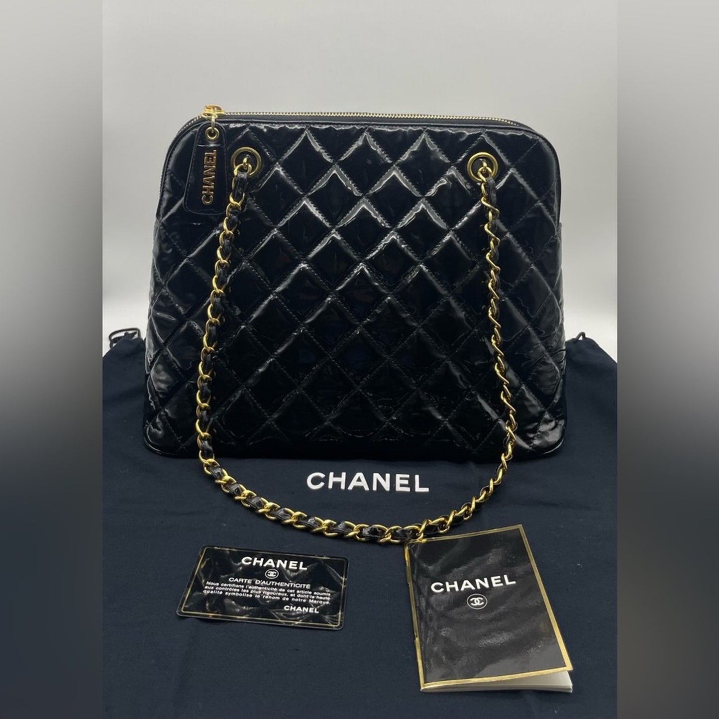 SOLD! Chanel Quilted Patent Leather Shoulder Bag