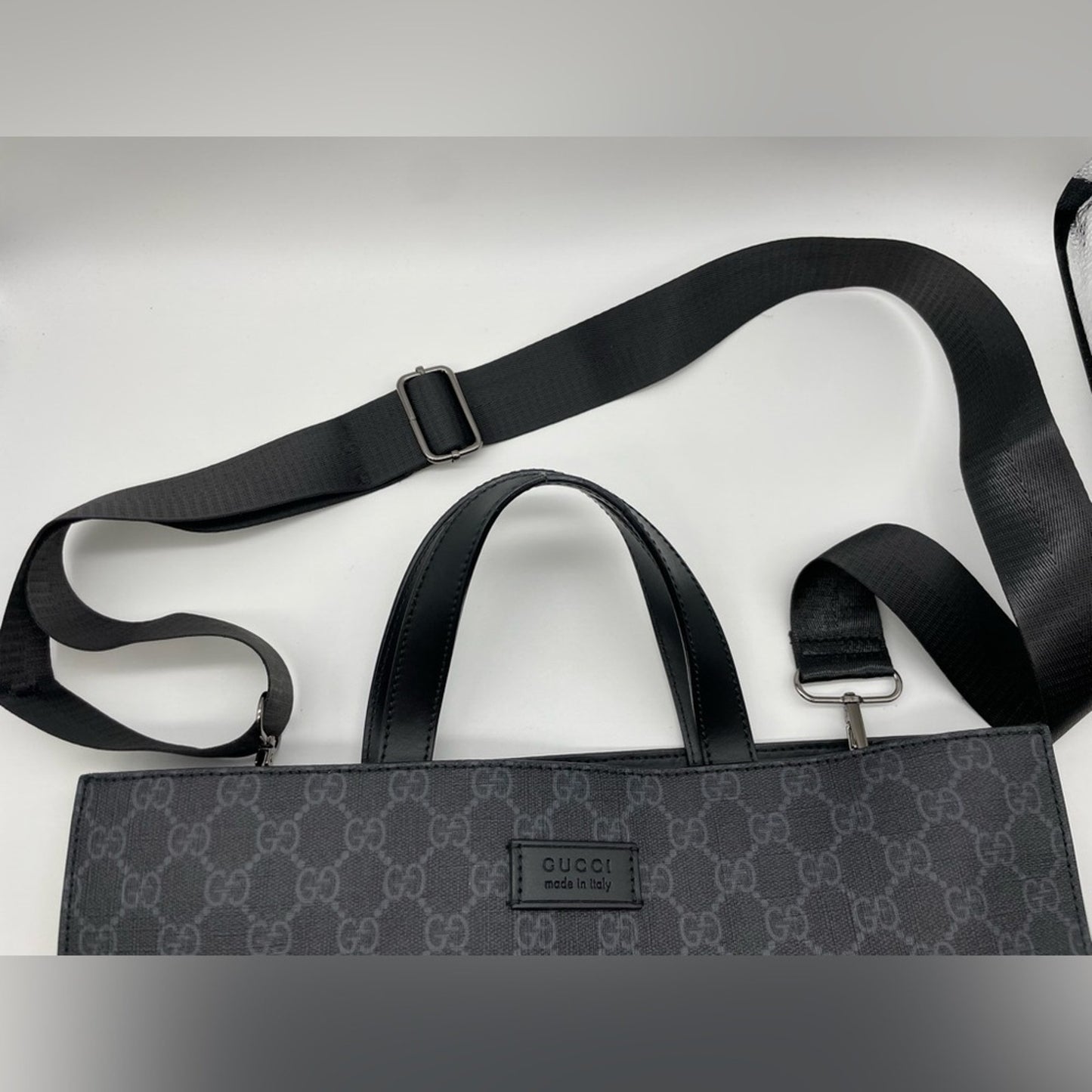 SOLD! Gucci PVC Leather Vertical Hand Bag