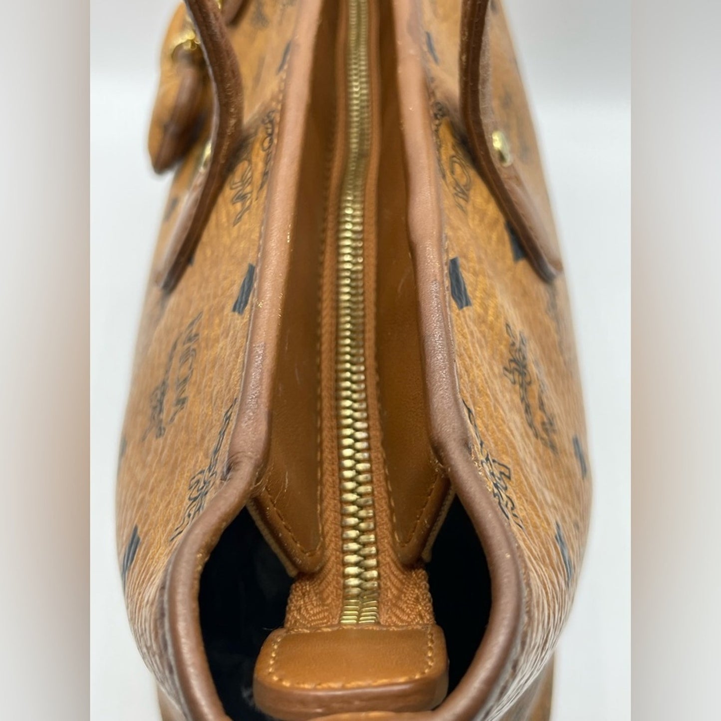 MCM Cognac Monogram Tote Bag