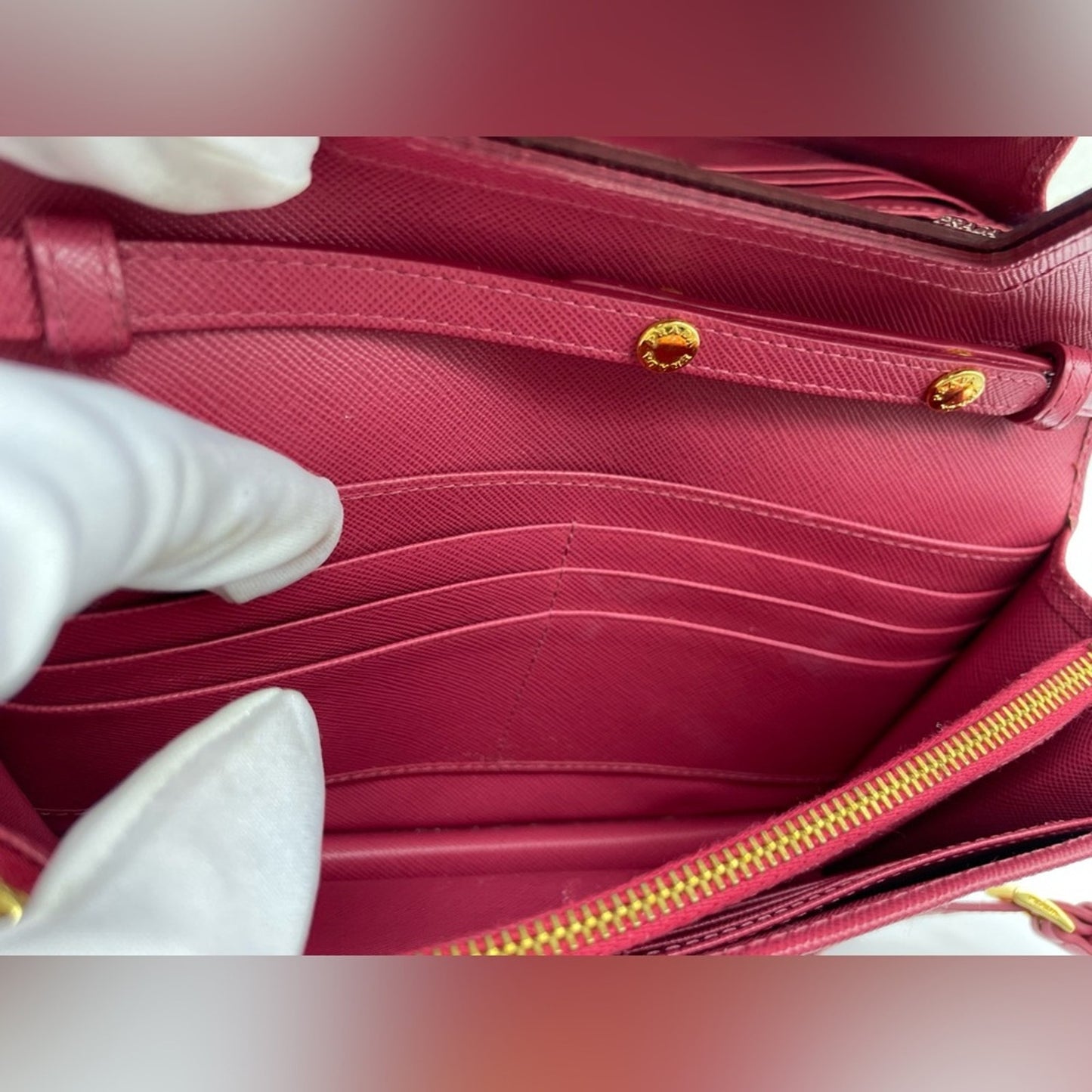 Prada Saffiano Leather Wallet on Chain/Strap