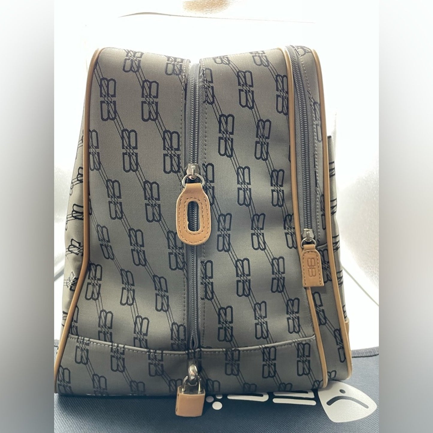 Balenciaga Green and Tan Travel Bag