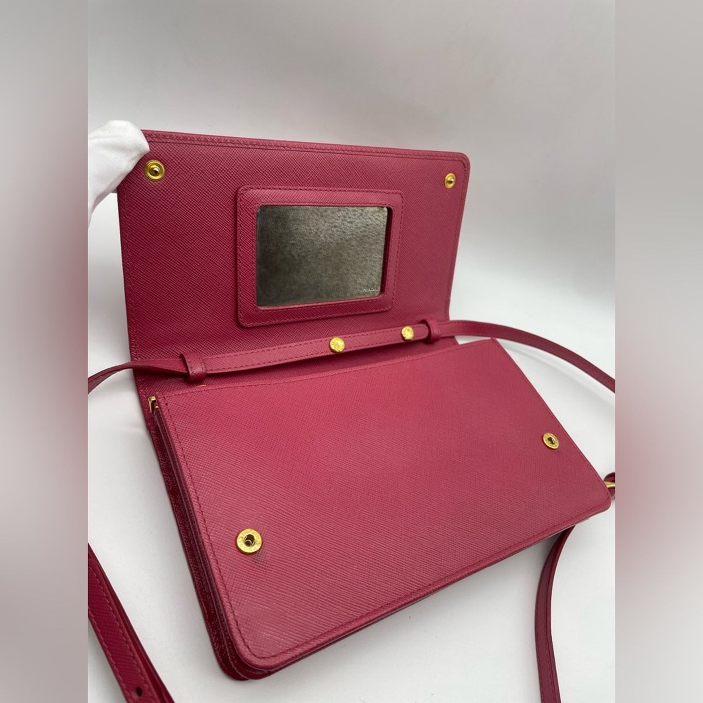 Prada Saffiano Leather Wallet on Chain/Strap