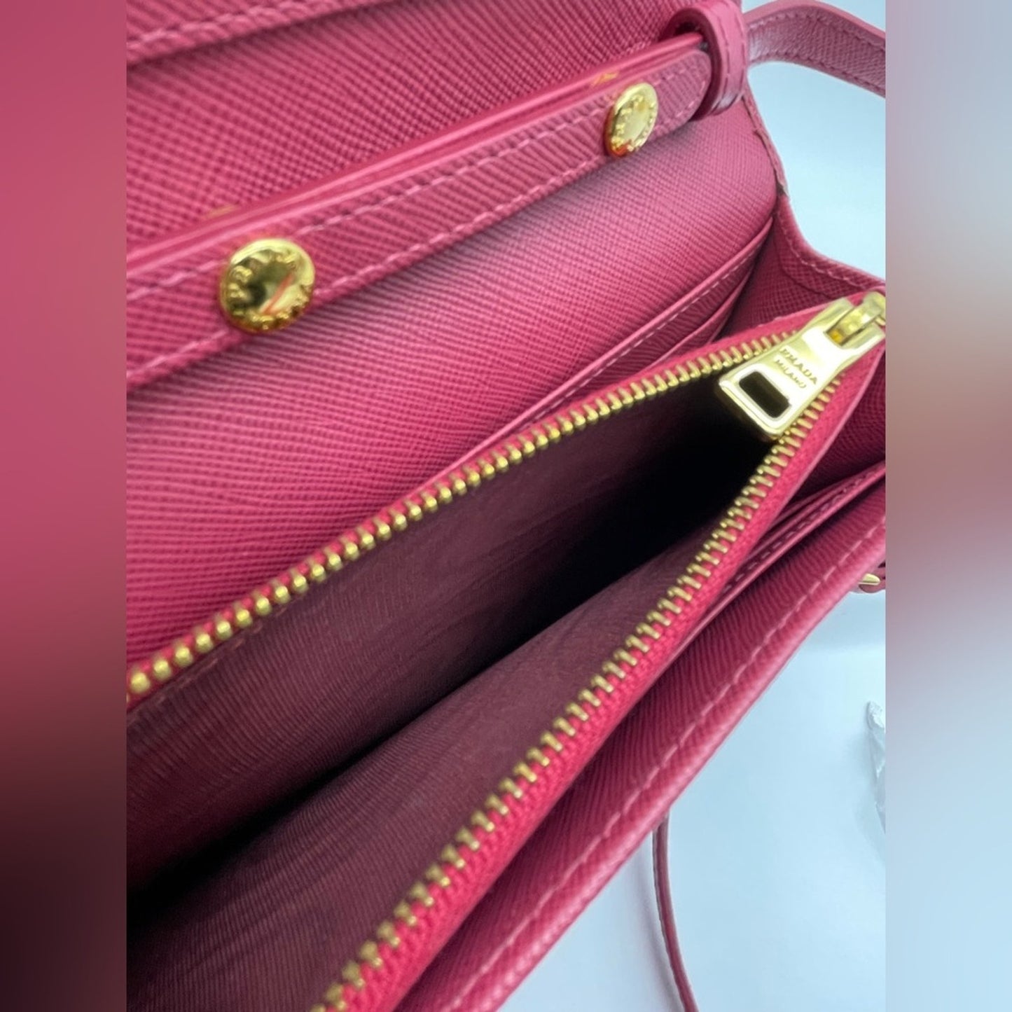 Prada Saffiano Leather Wallet on Chain/Strap