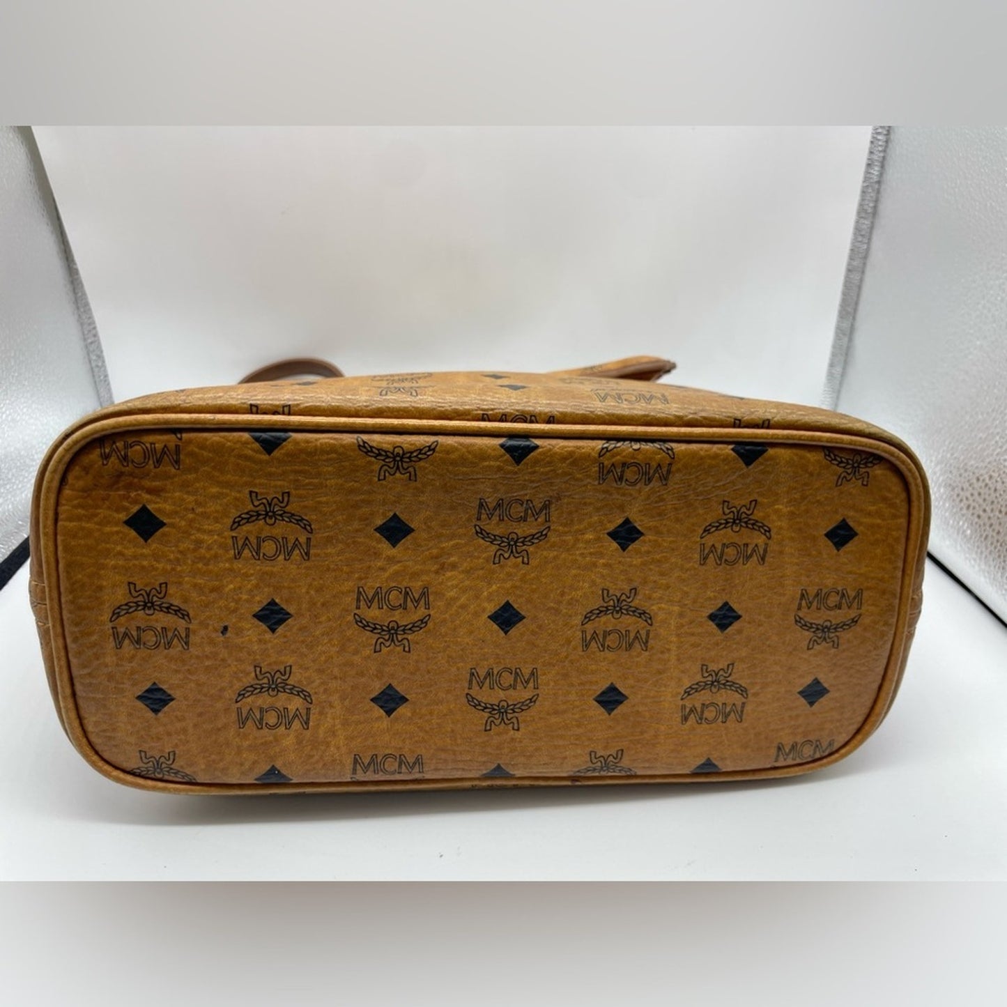 MCM Cognac Monogram Tote Bag