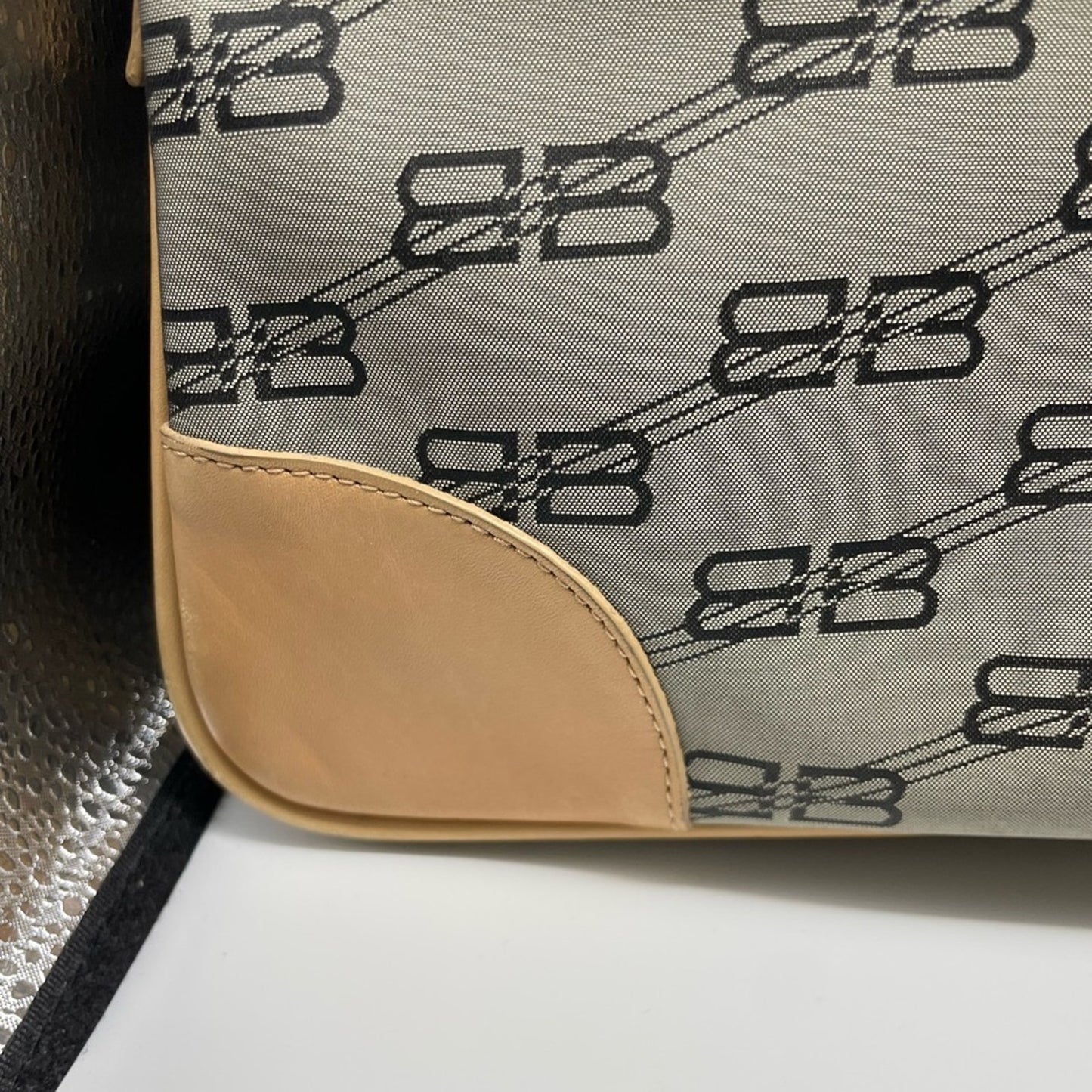 Balenciaga Green and Tan Travel Bag