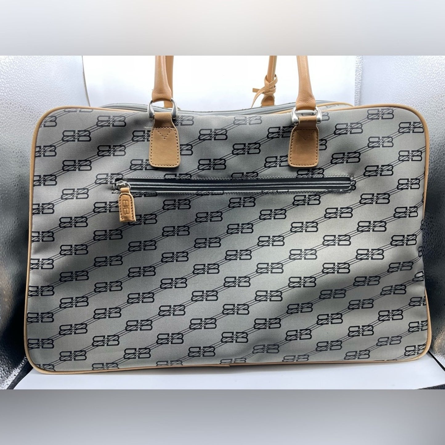 Balenciaga Green and Tan Travel Bag