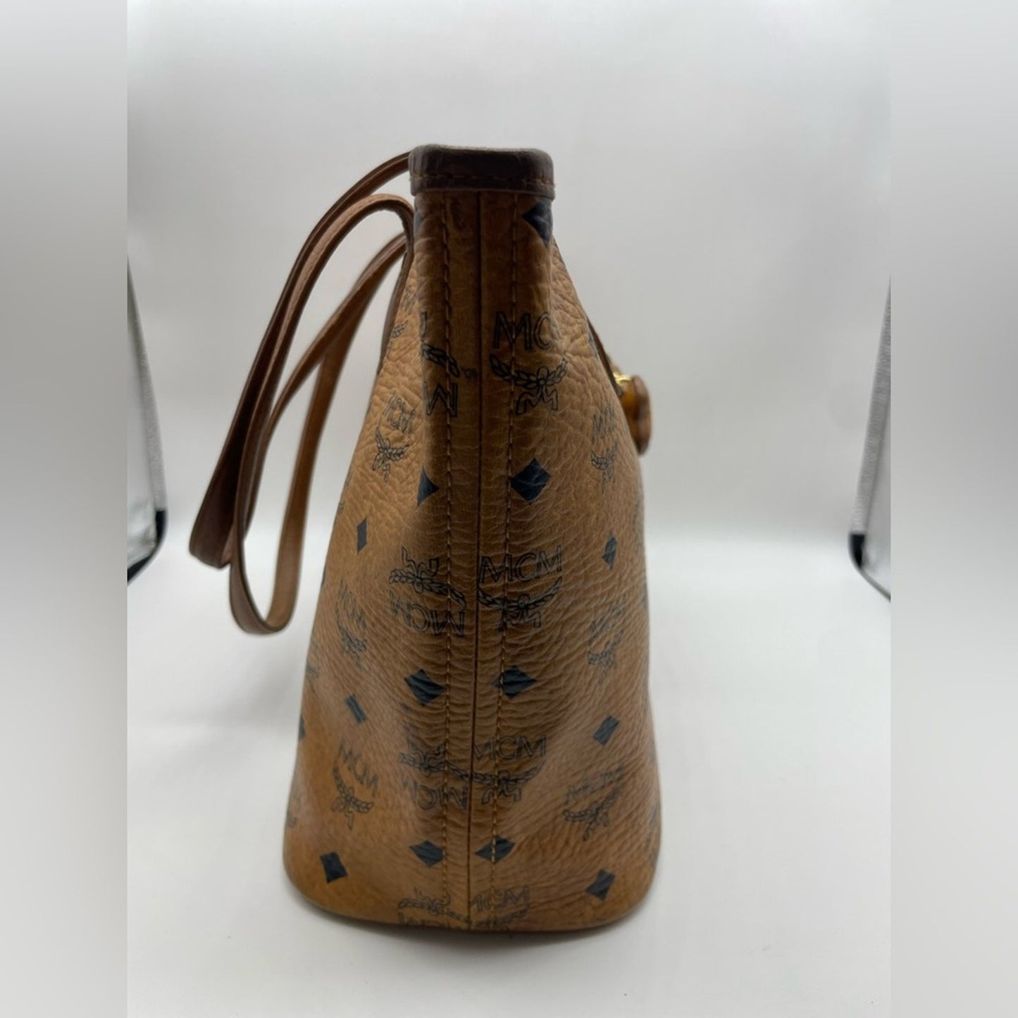 MCM Cognac Monogram Tote Bag