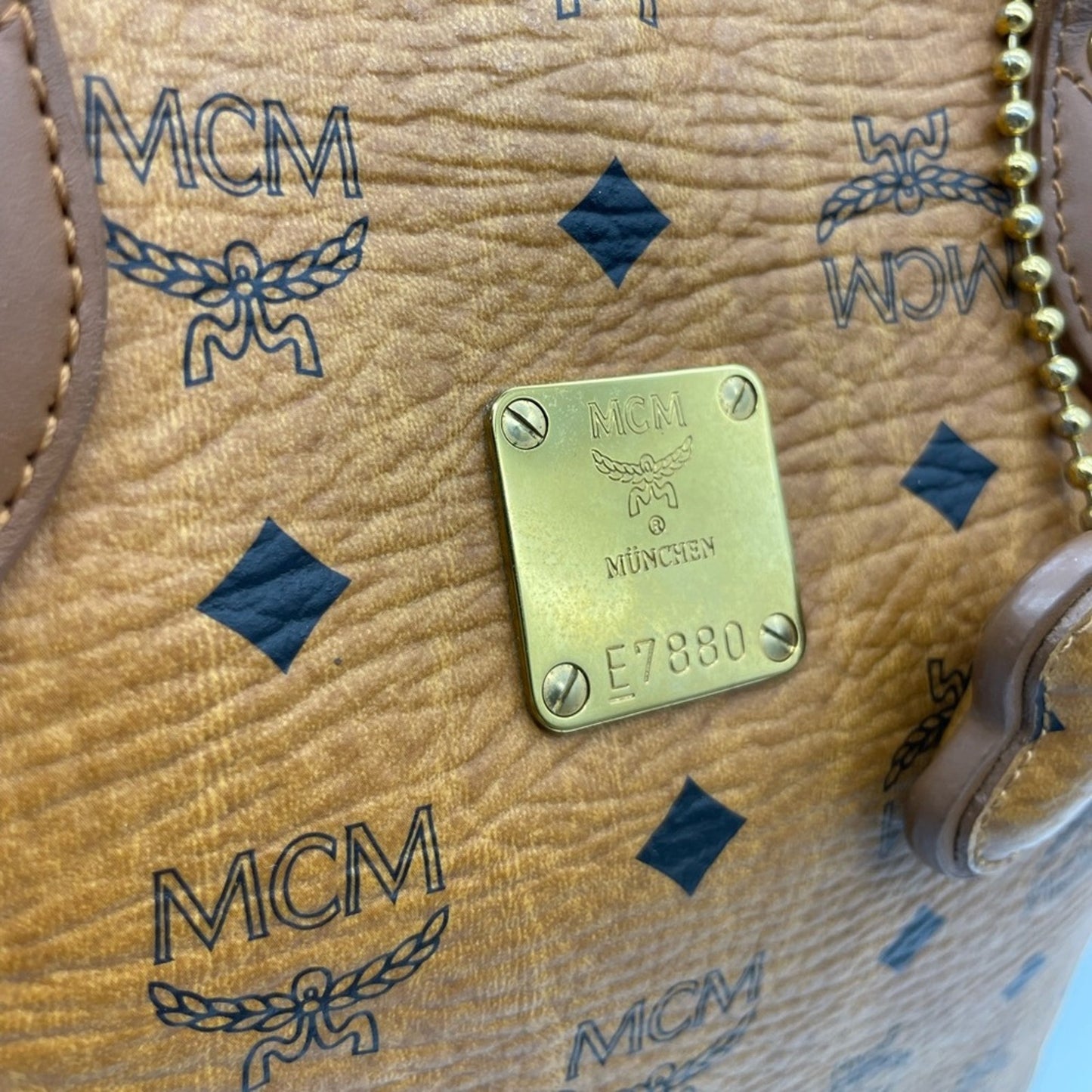 MCM Cognac Monogram Tote Bag