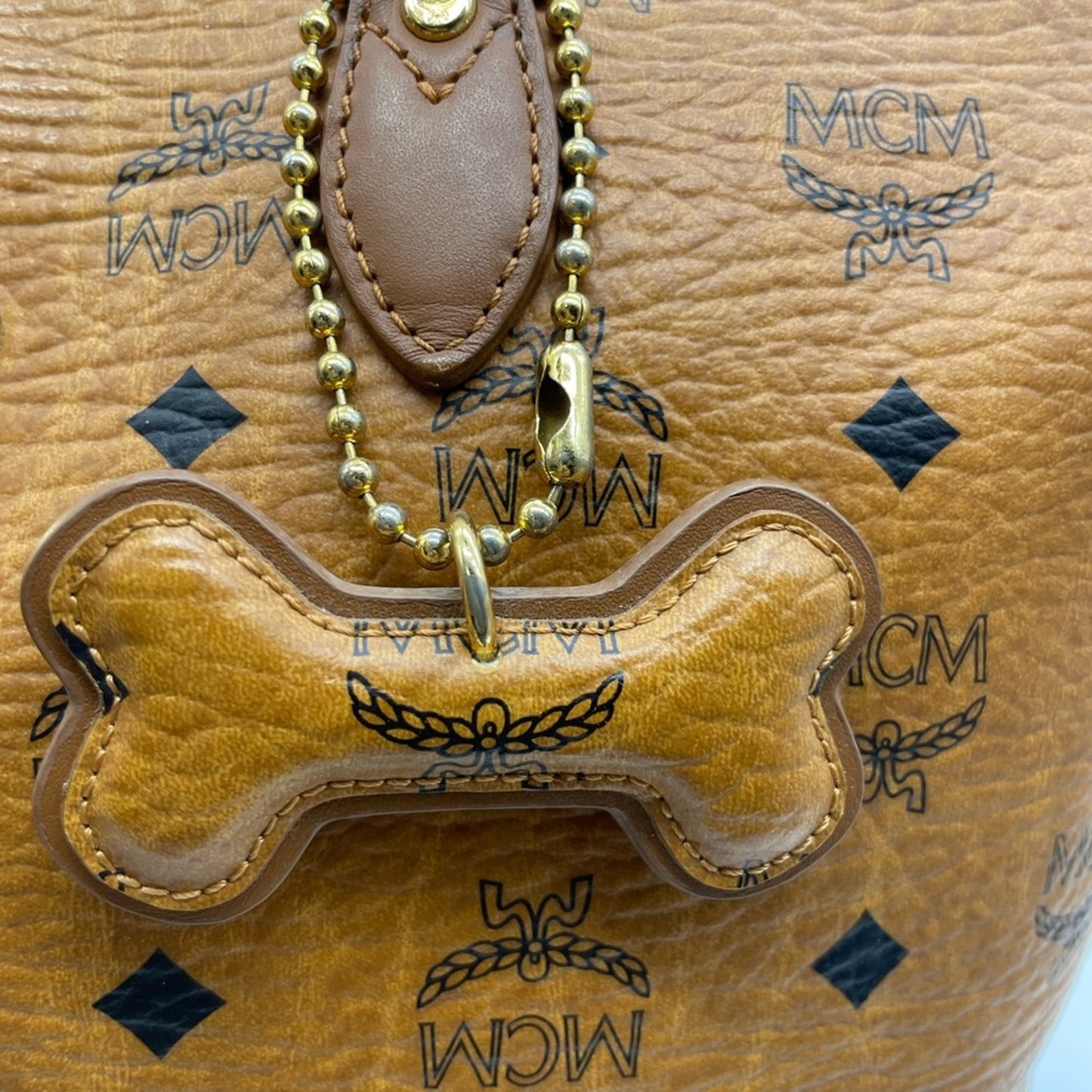 MCM Cognac Monogram Tote Bag