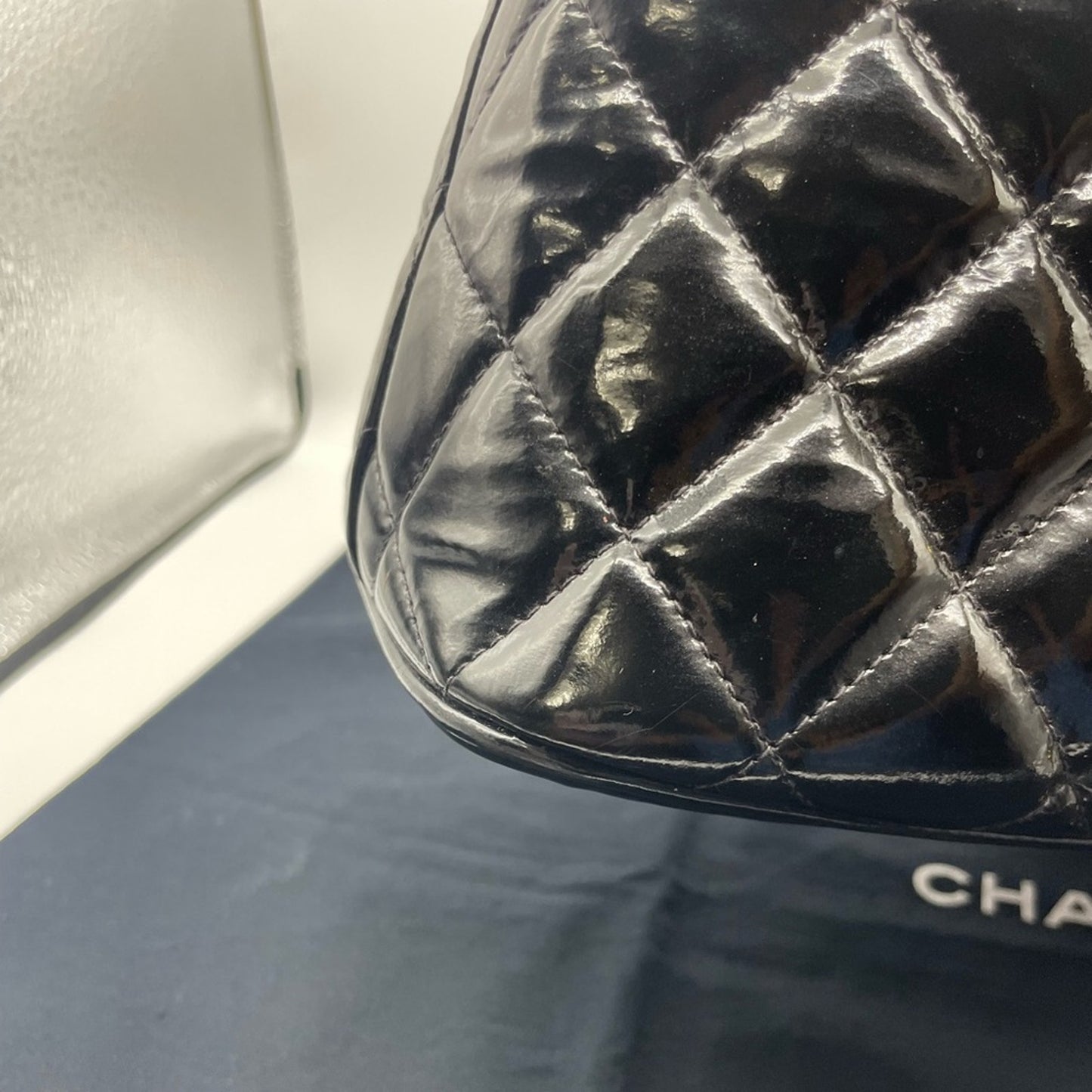 SOLD! Chanel Quilted Patent Leather Shoulder Bag