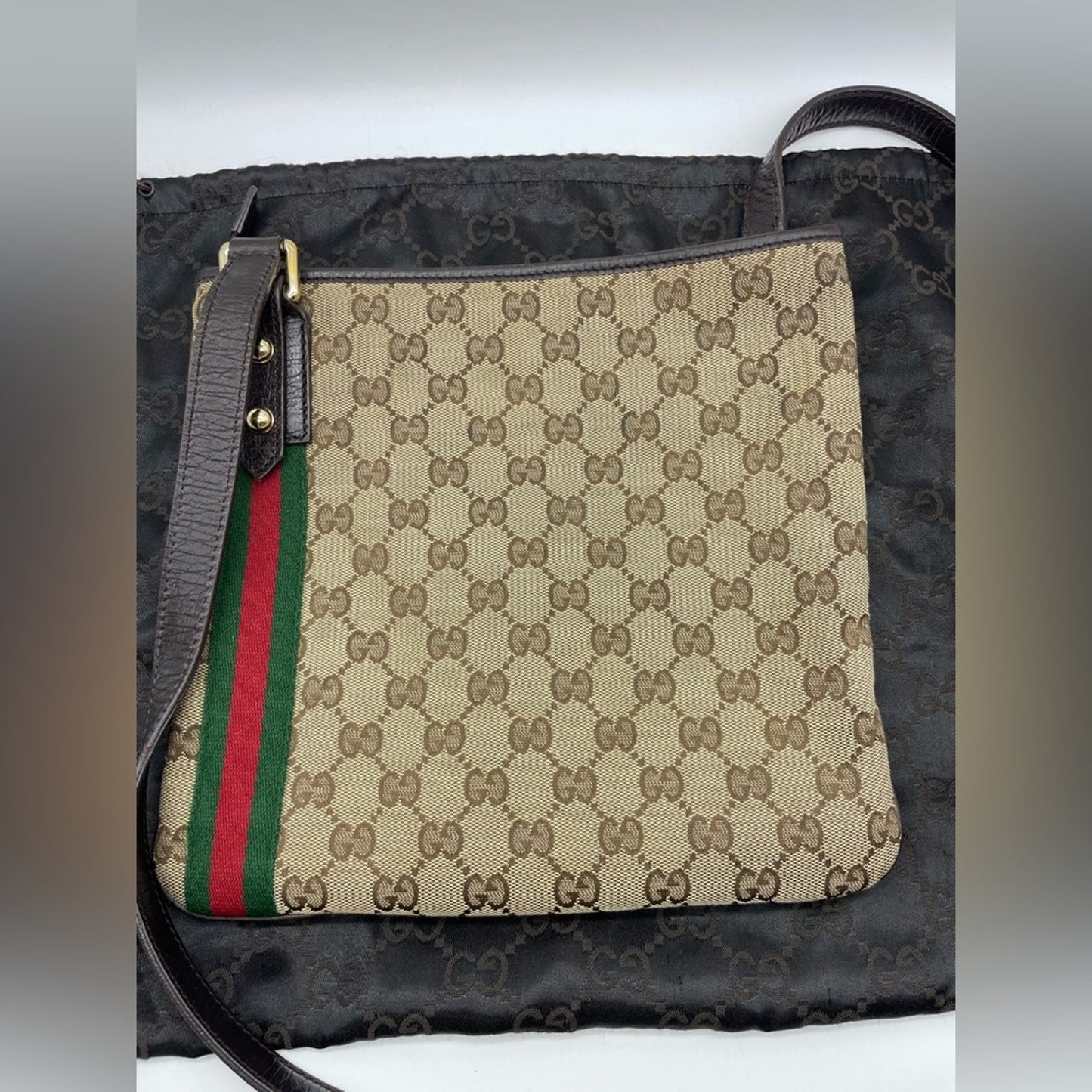SOLD! Gucci Sherry Line Canvas Sling/Crossbody Bag