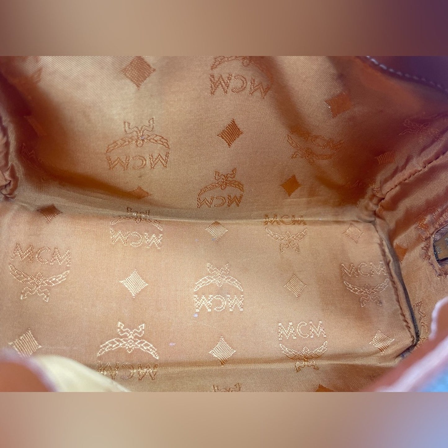 MCM Cognac Mini Bag with Gold Accents