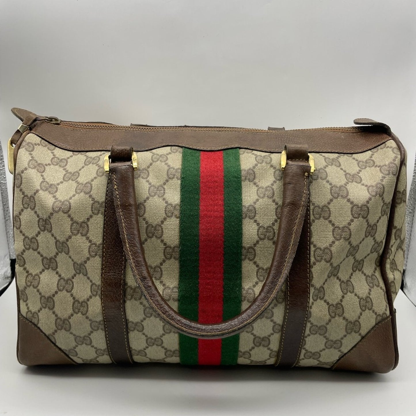 Gucci PVC Sherry Line Boston Handbag