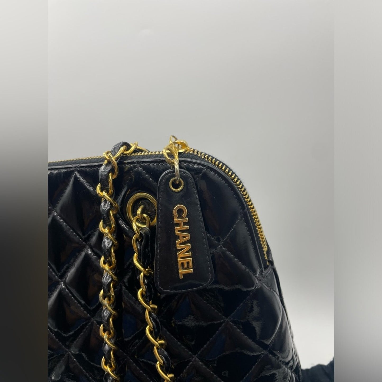 SOLD! Chanel Quilted Patent Leather Shoulder Bag