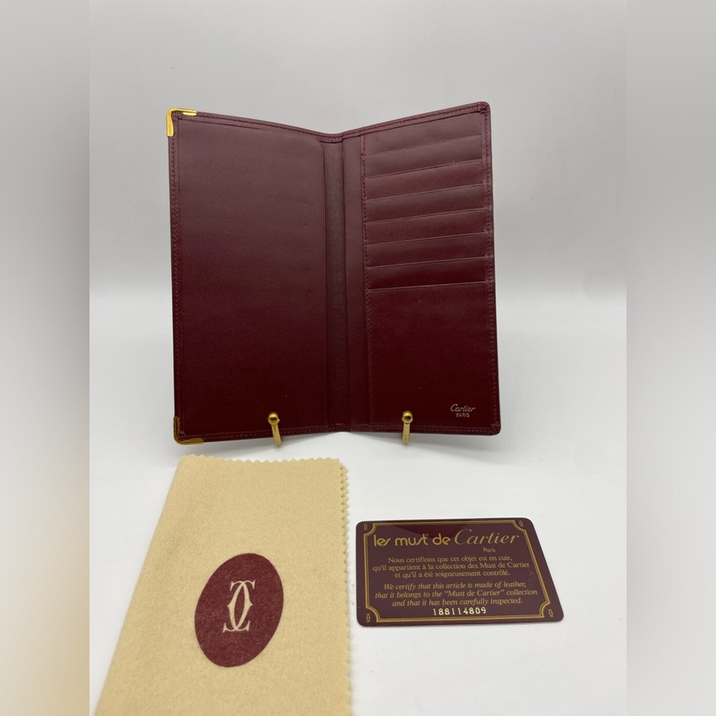 Cartier Burgundy Checkbook Long Wallet