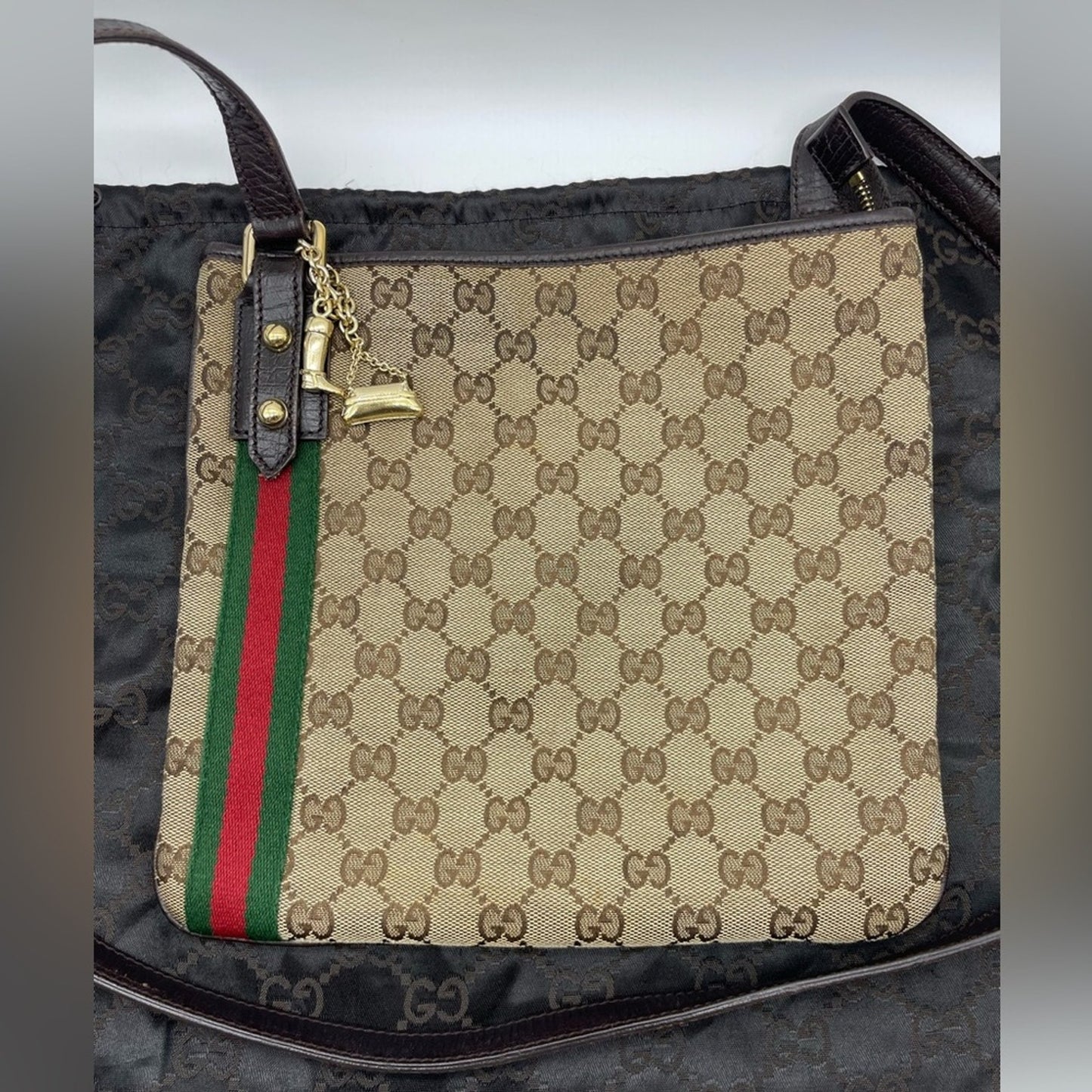 SOLD! Gucci Sherry Line Canvas Sling/Crossbody Bag