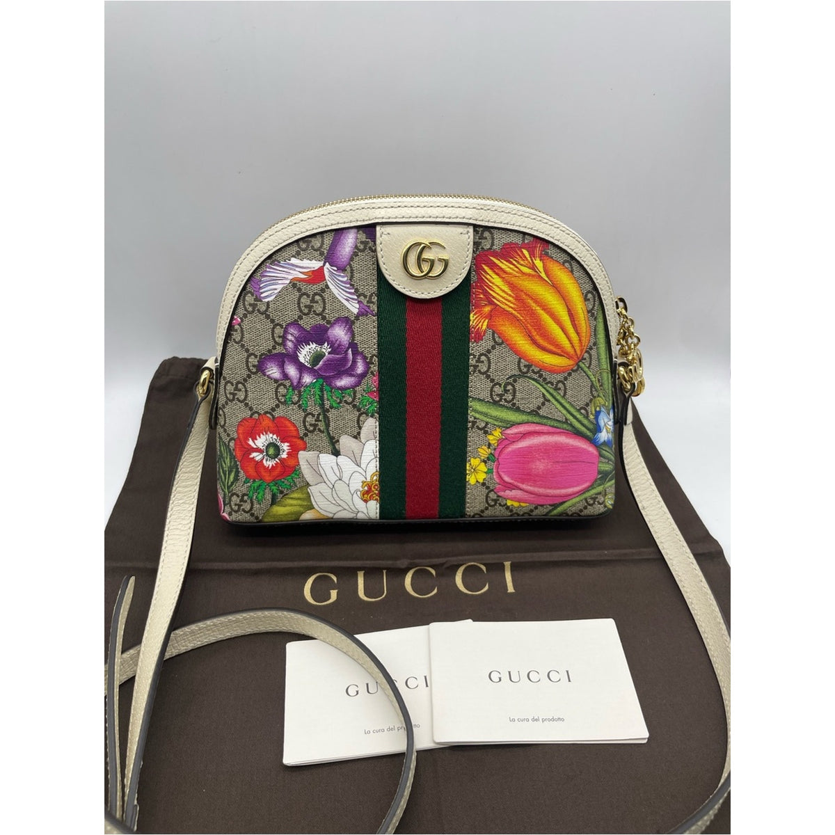 Gucci PVC Leather Flora Crossbody Bag