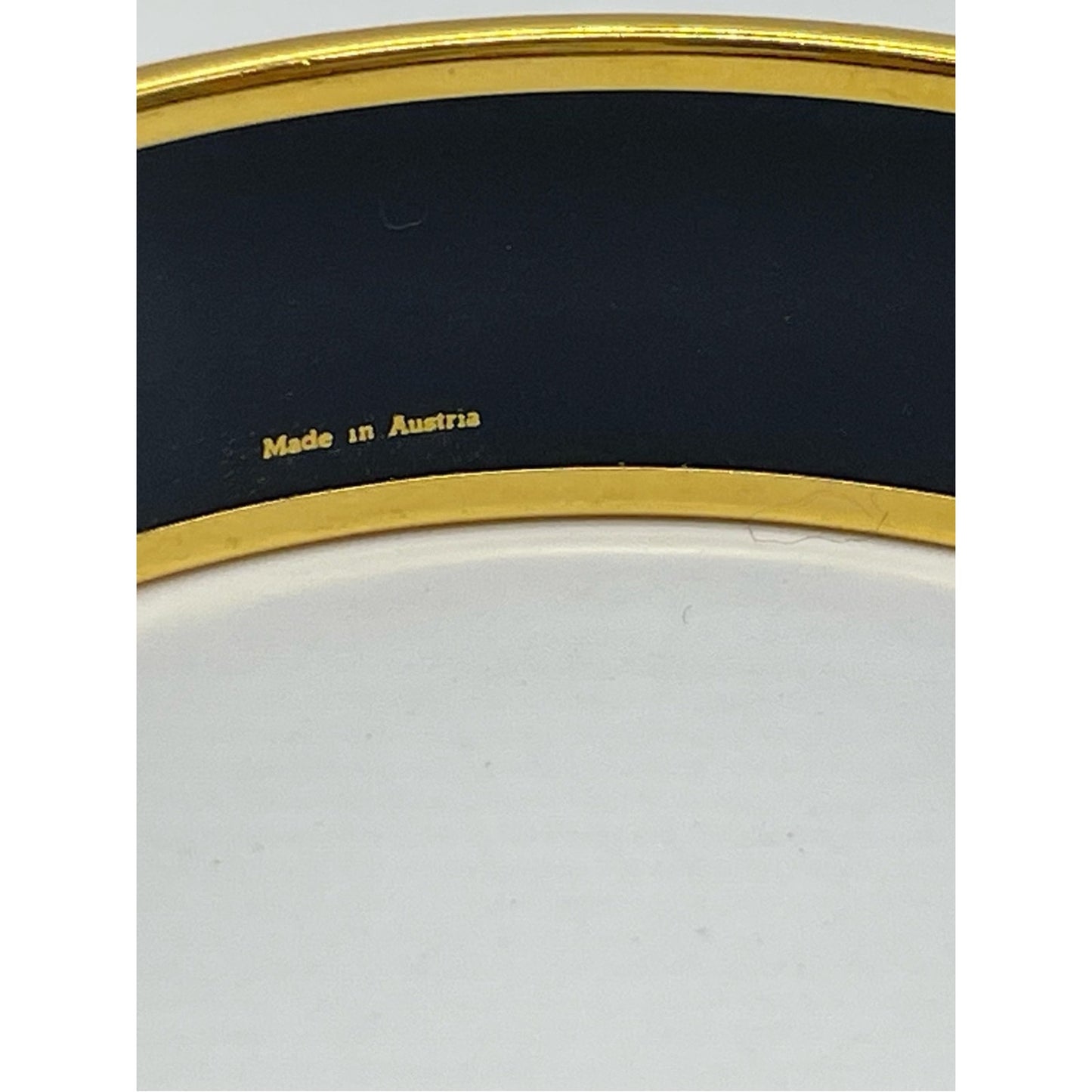 Hermes Black Enamel Bangle with Gold Trim