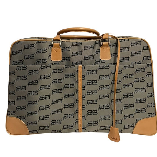 Balenciaga Green and Tan Travel Bag