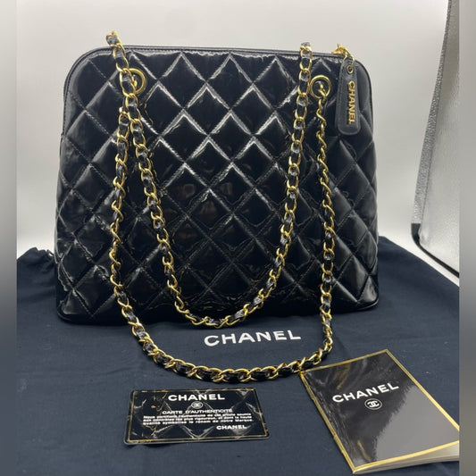 SOLD! Chanel Quilted Patent Leather Shoulder Bag