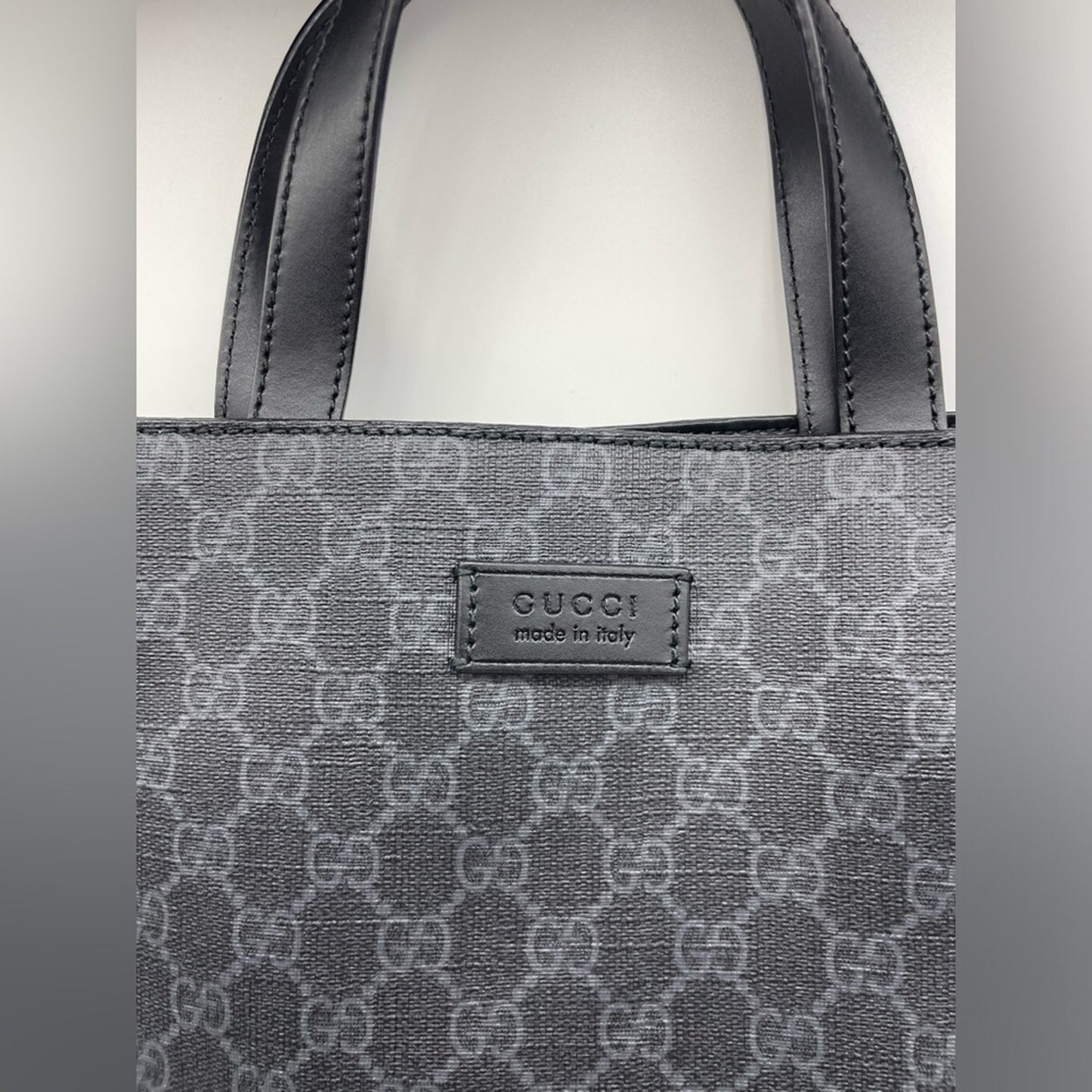 SOLD! Gucci PVC Leather Vertical Hand Bag