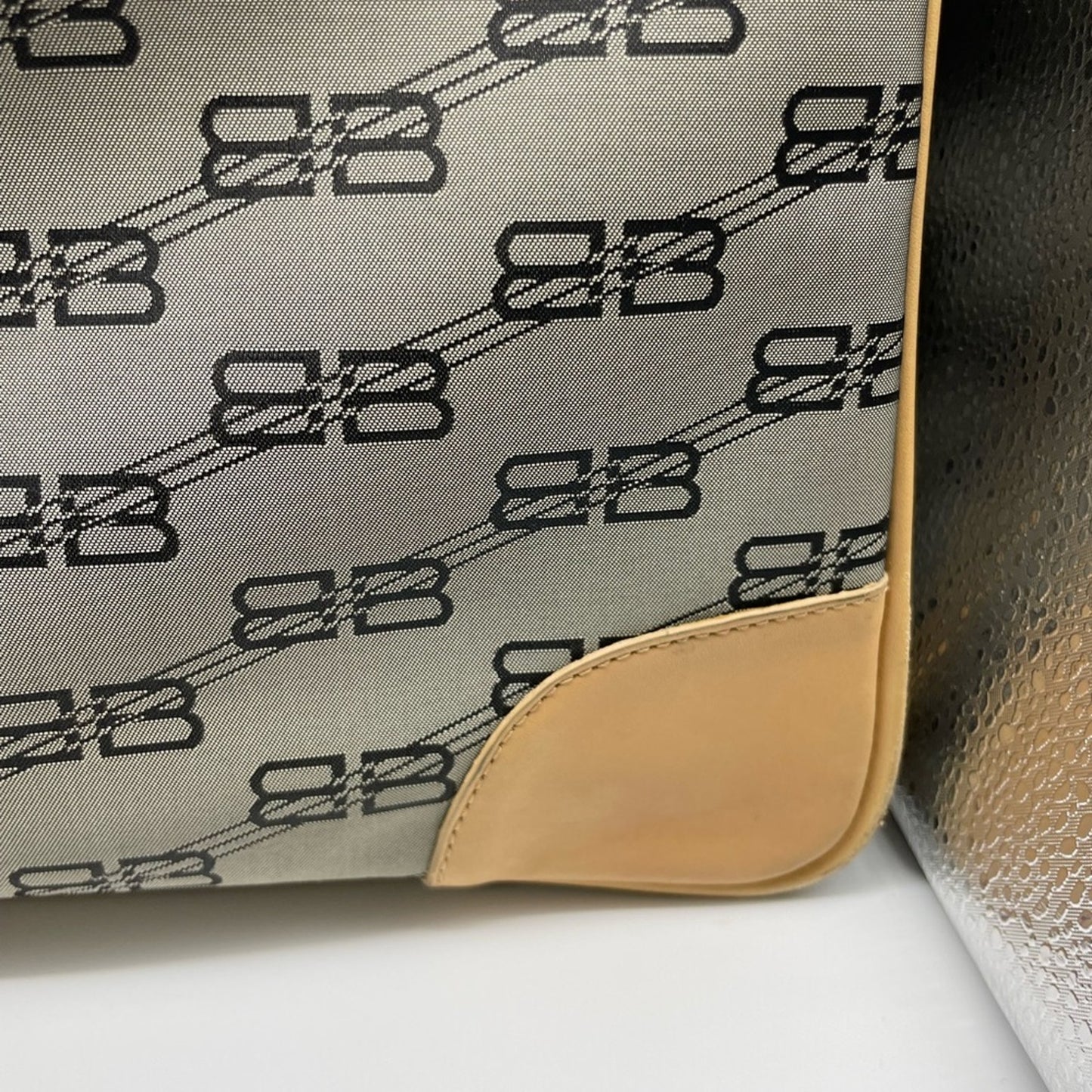 Balenciaga Green and Tan Travel Bag