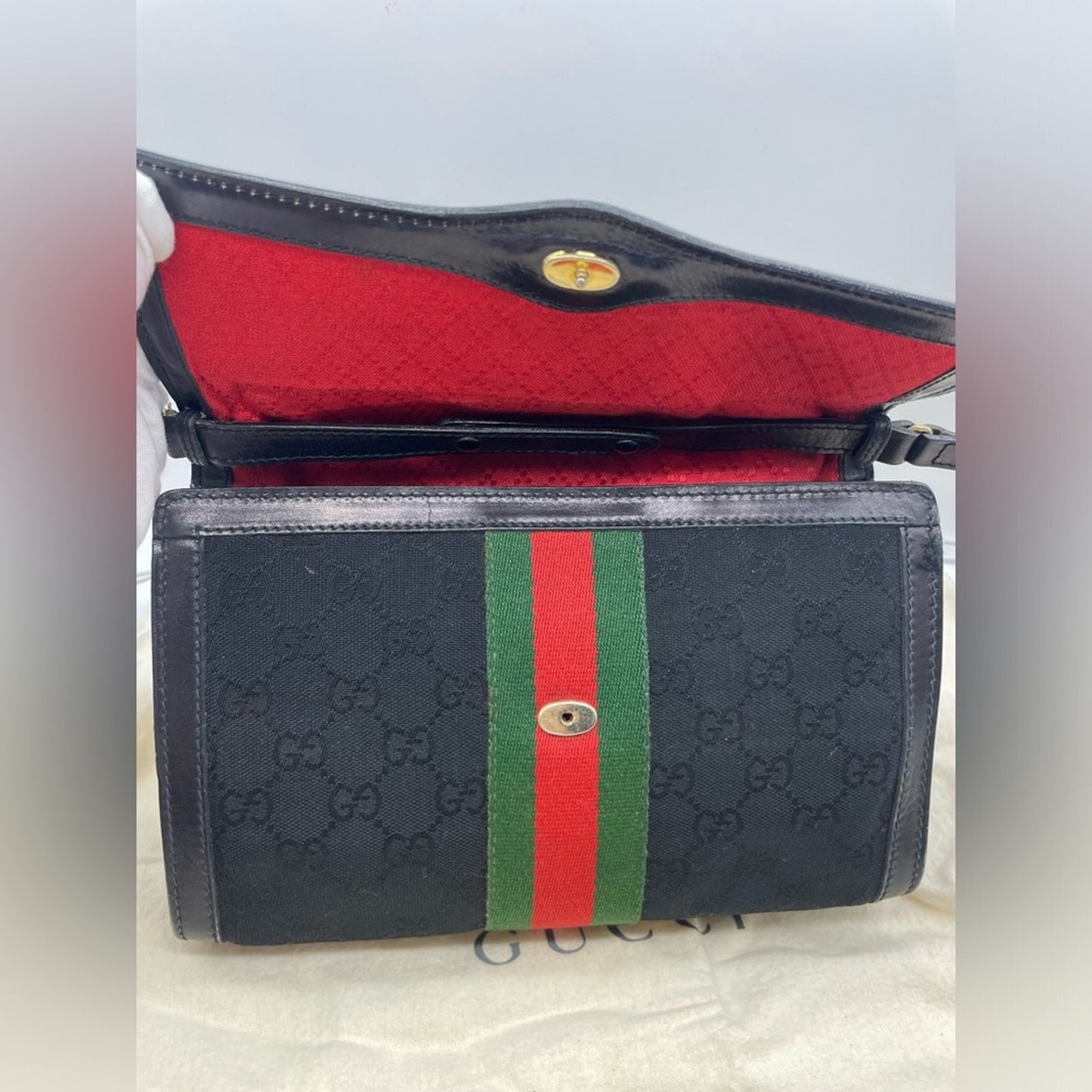 SOLD! Gucci Canvas SherryLine Sling Bag