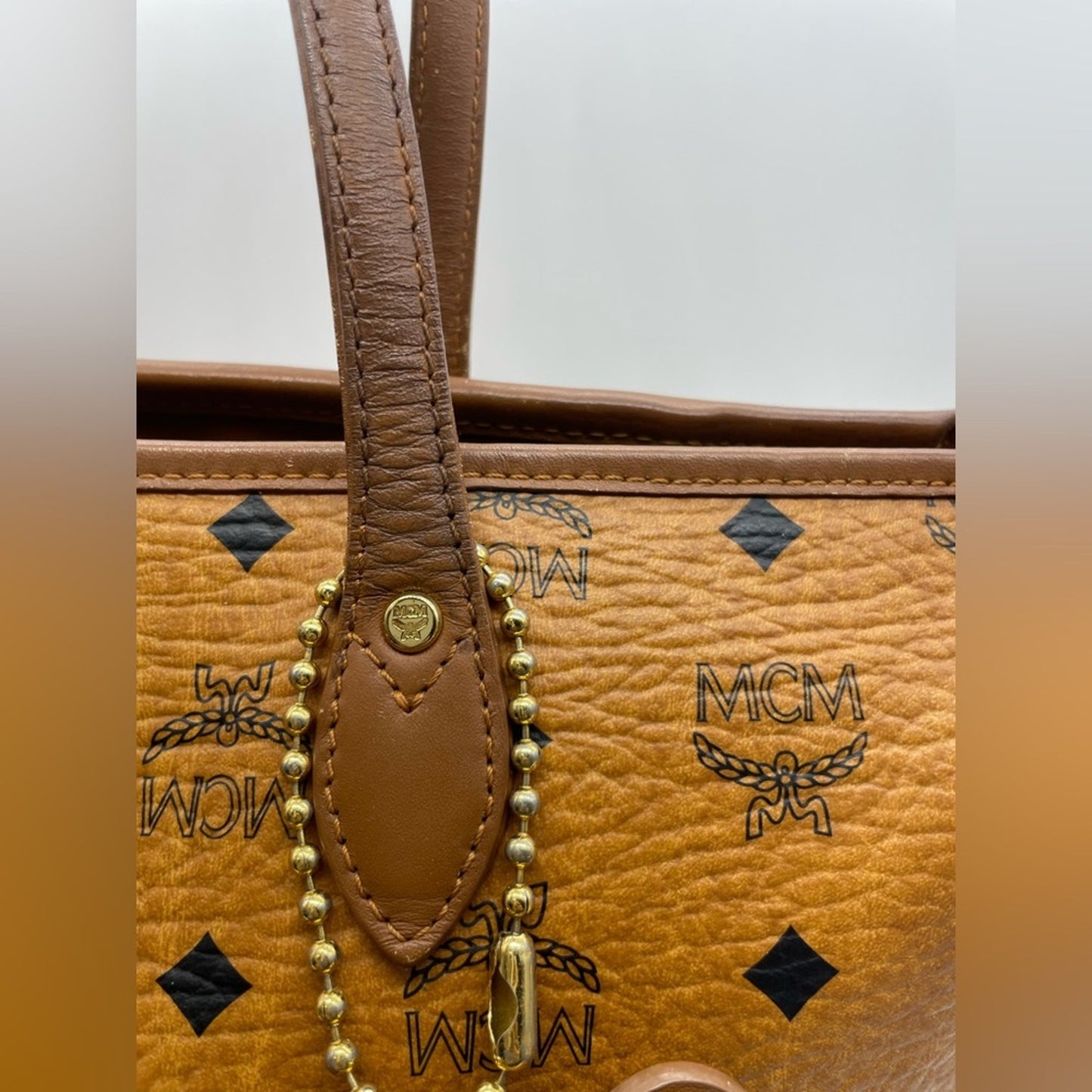 MCM Cognac Monogram Tote Bag
