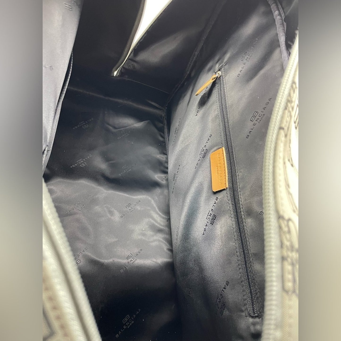 Balenciaga Green and Tan Travel Bag