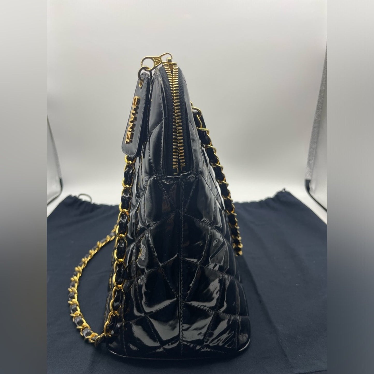 SOLD! Chanel Quilted Patent Leather Shoulder Bag