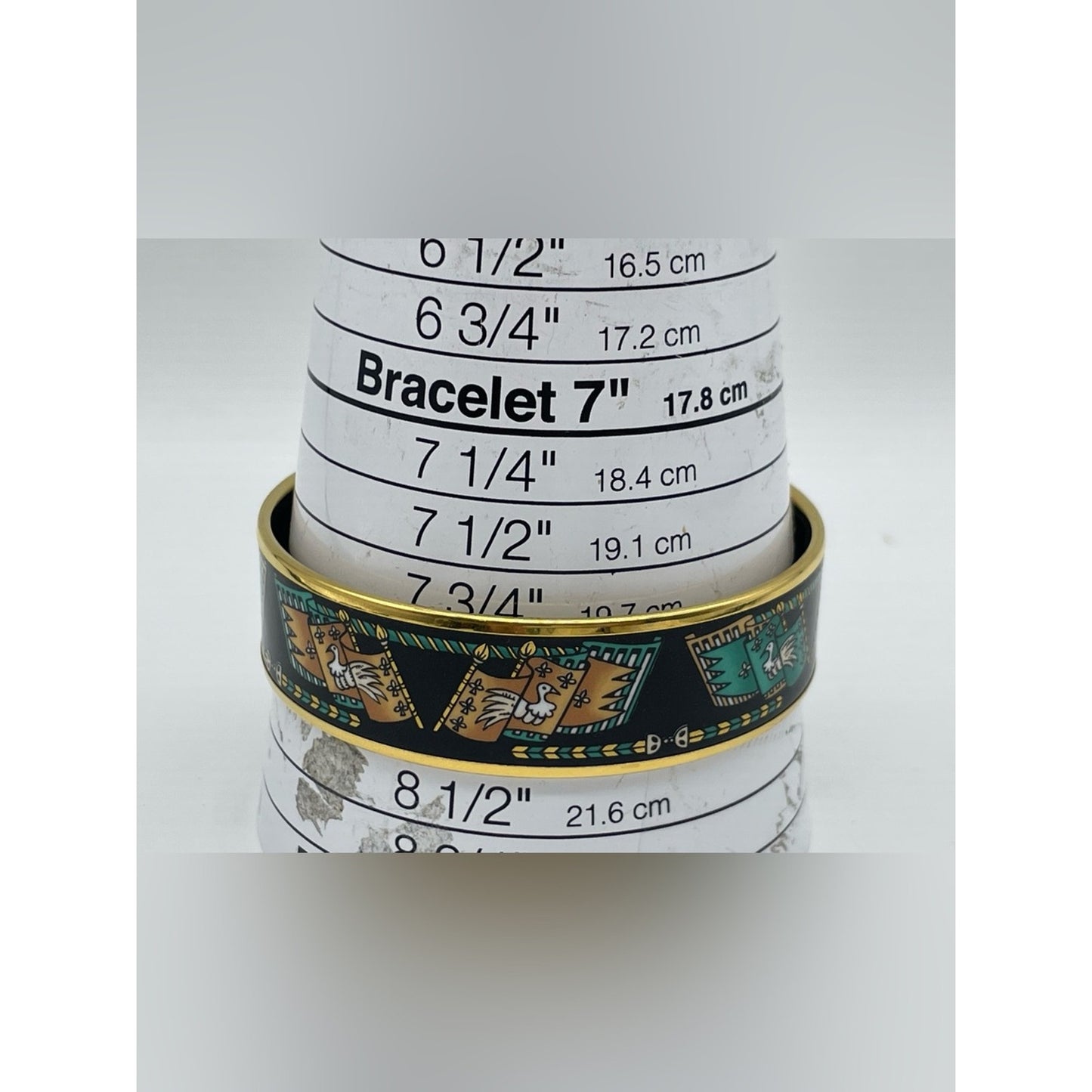 Hermes Black Enamel Bangle with Gold Trim
