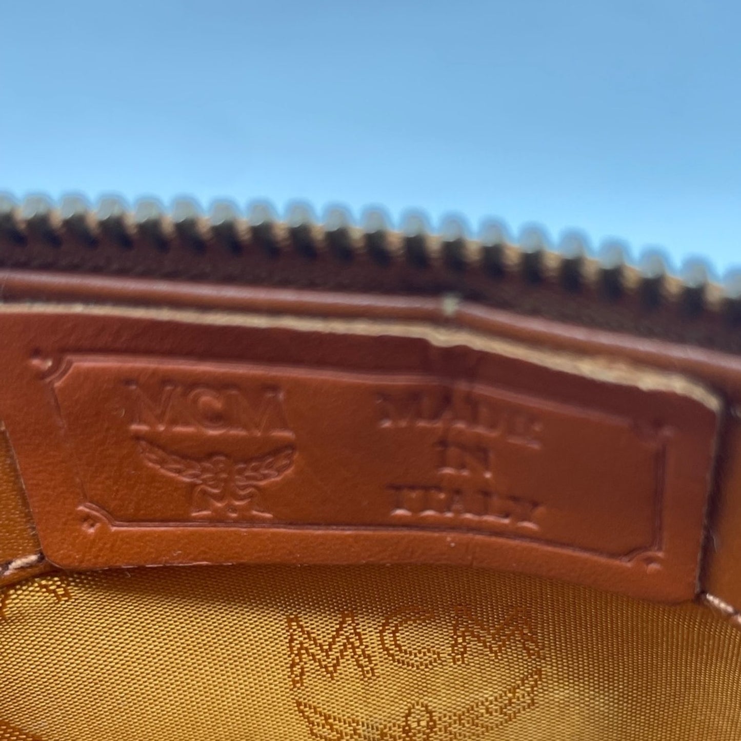 MCM Cognac Mini Bag with Gold Accents