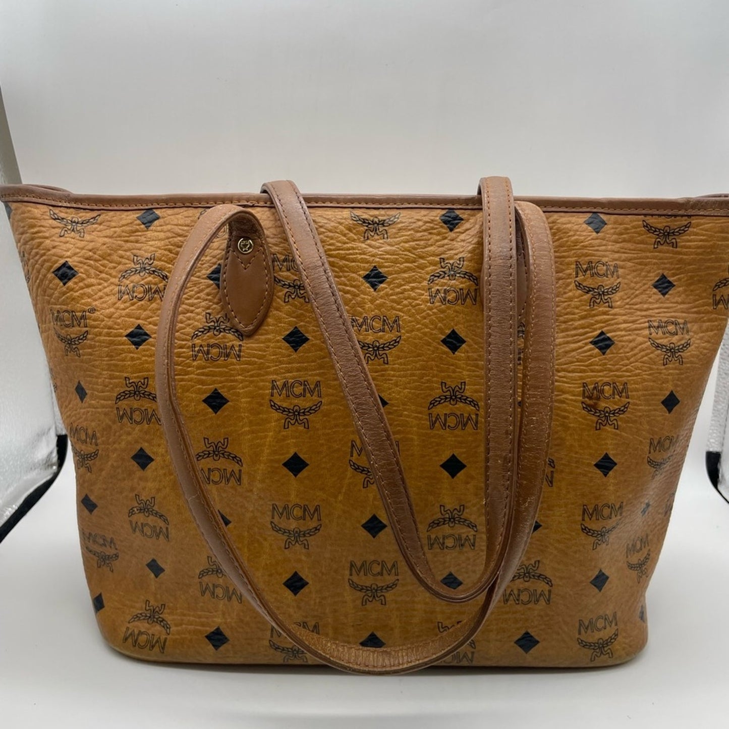 MCM Cognac Monogram Tote Bag