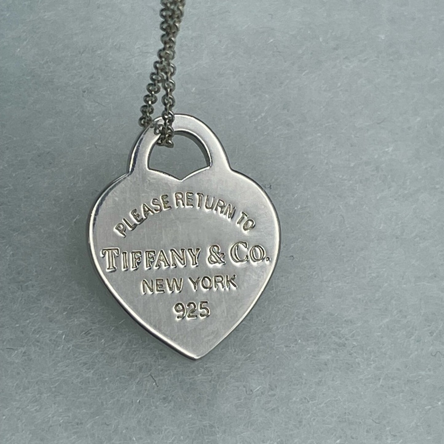Tiffany and Co Engraved Heart Silver 925 Necklace