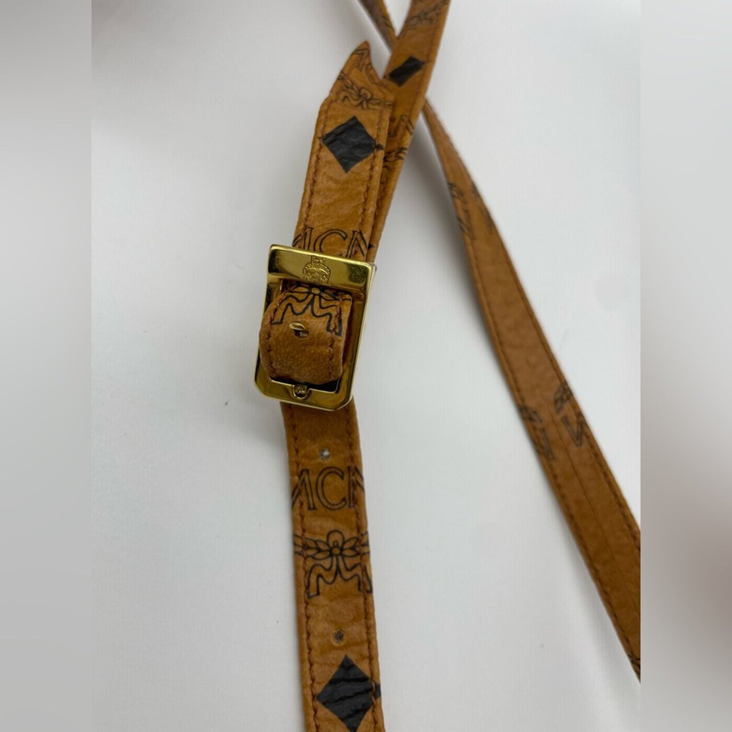 MCM Cognac Mini Bag with Gold Accents