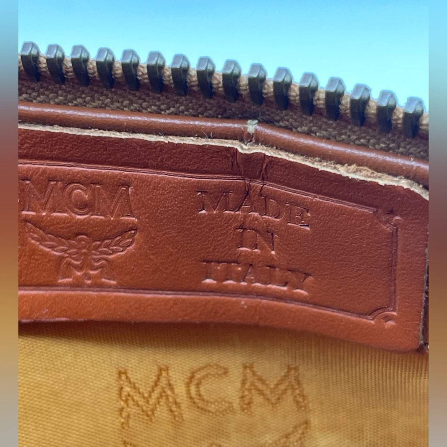 MCM Cognac Mini Bag with Gold Accents