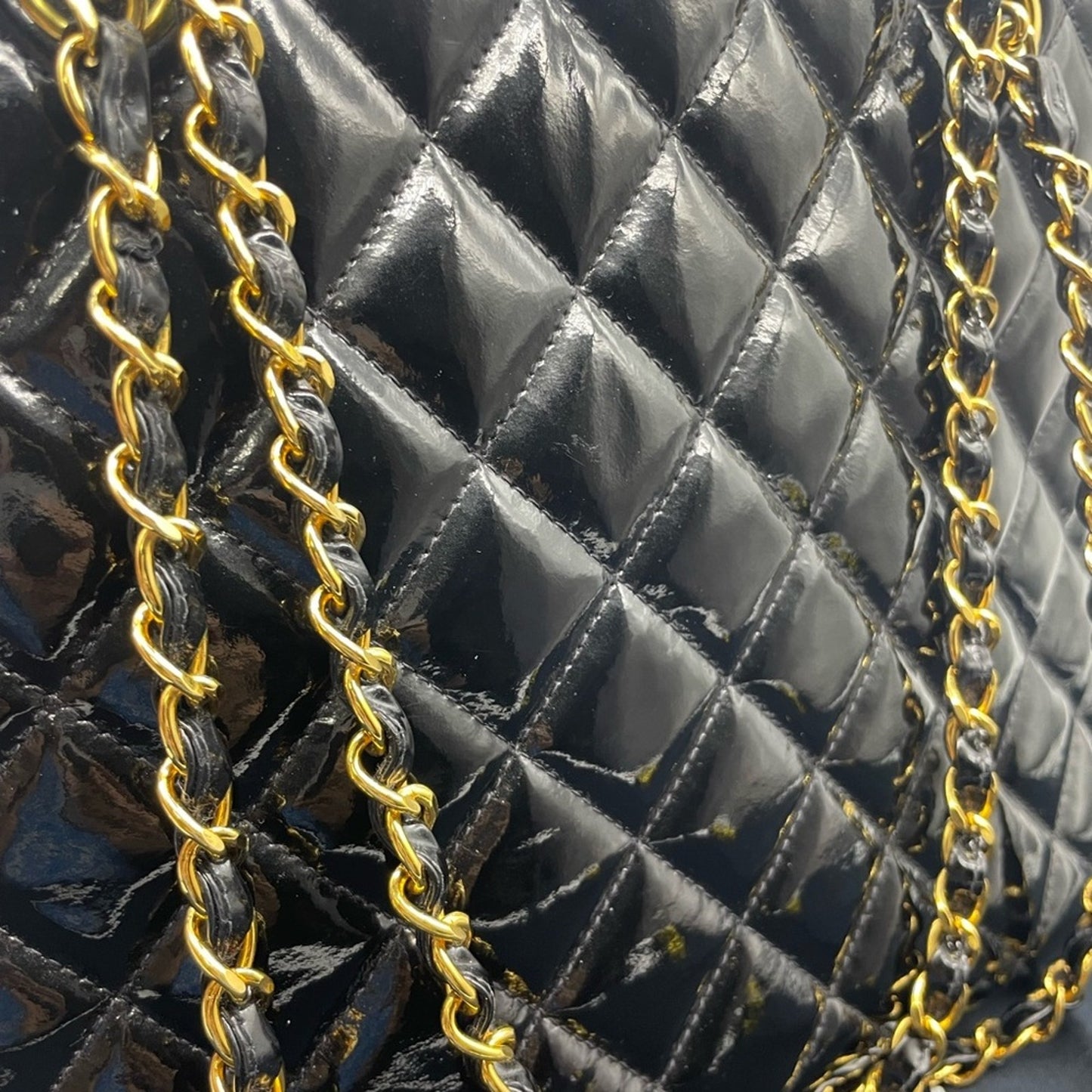 SOLD! Chanel Quilted Patent Leather Shoulder Bag